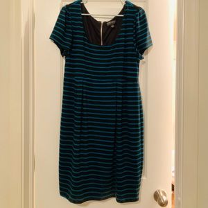 Striped mid length fitted dress
